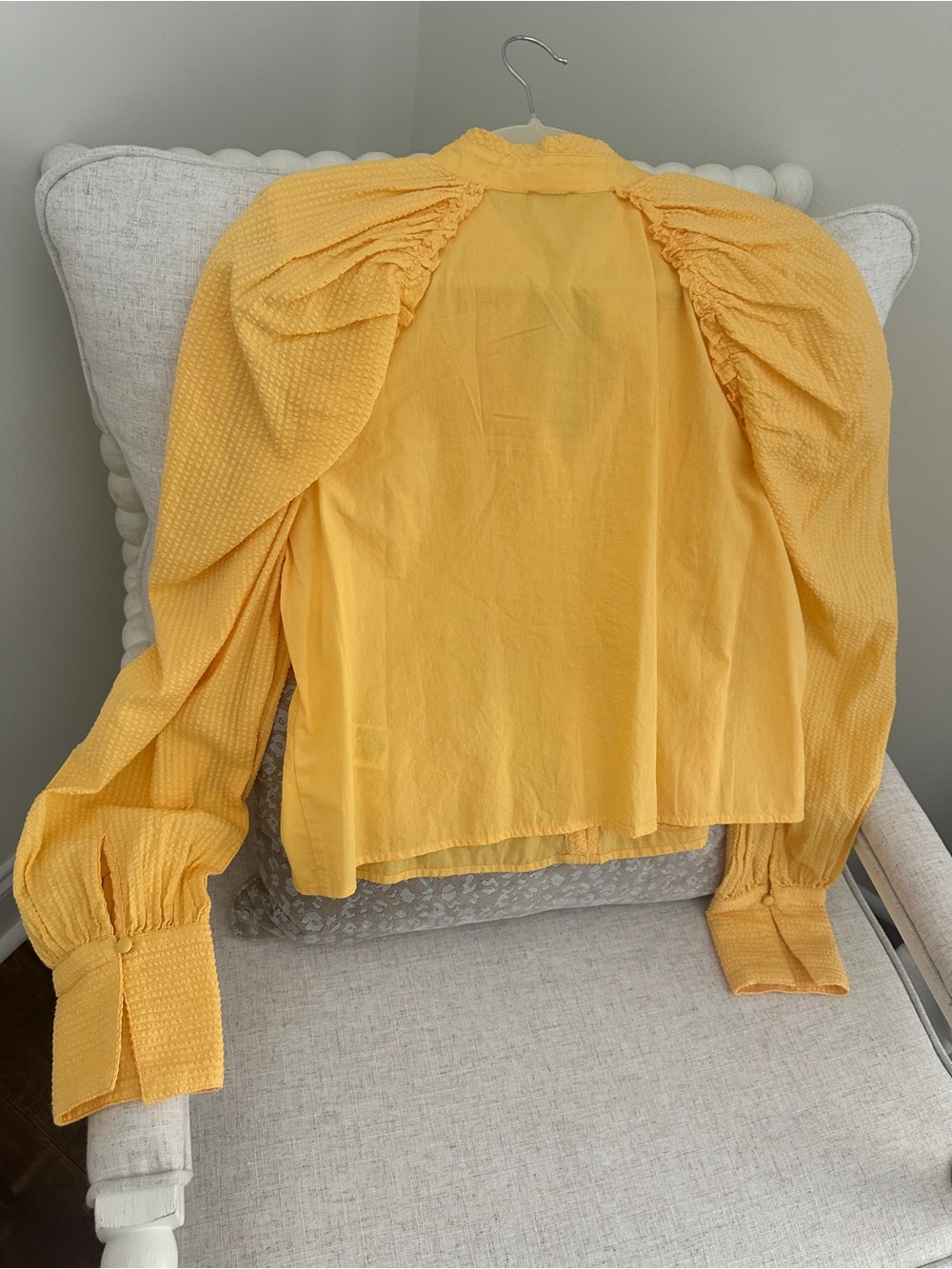 Anthropologie Maeve Yellow Eyelet Button-Front Blouse - Picture 5 of 6